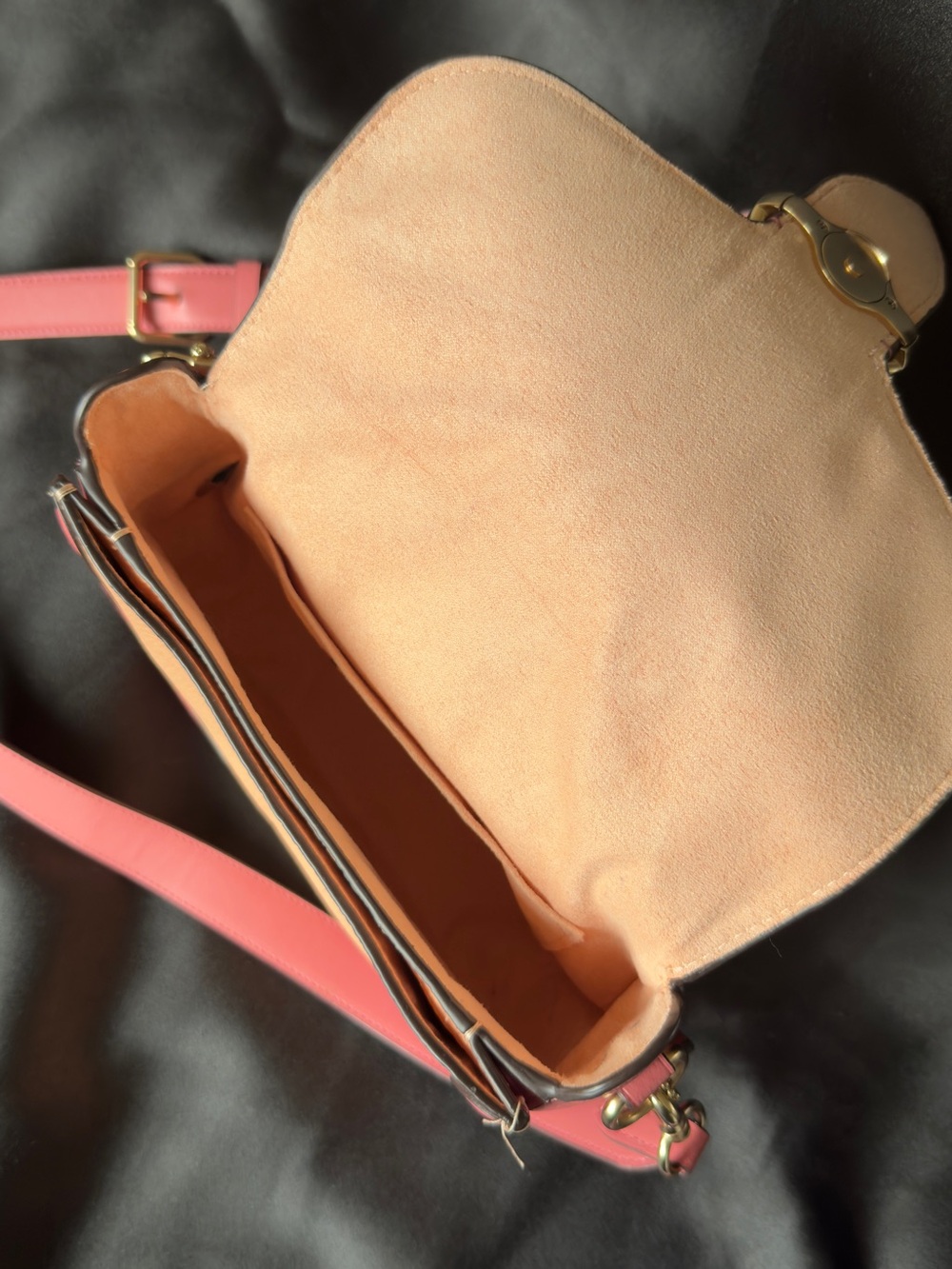 Authentic Coach Georgie Saddle Bag In Colorblock Faded Blush Taffy -model C8296 - Picture 16 of 16